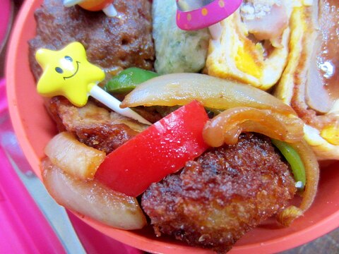 「とんかつのソース炒め」 リメイク お弁当のおかず